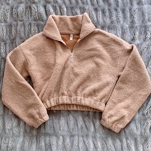 women’s brown crop fleece sweatshirt | size L